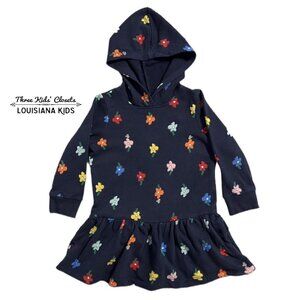 Hanna Andersson Sz 90 (3) Navy Floral Hooded Dress